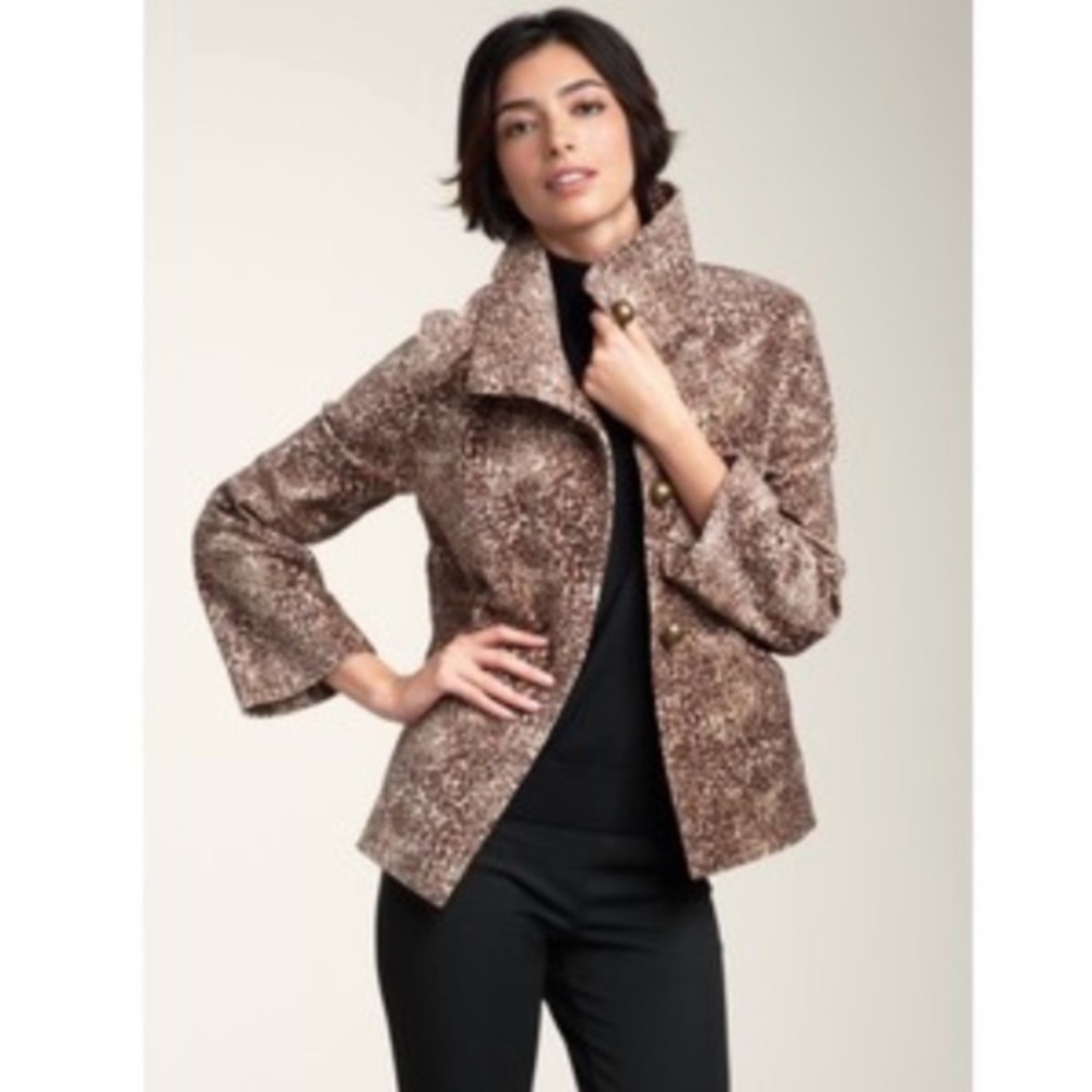NWOT Talbots Jackie Leopard Print Swing Jacket Size 6p
